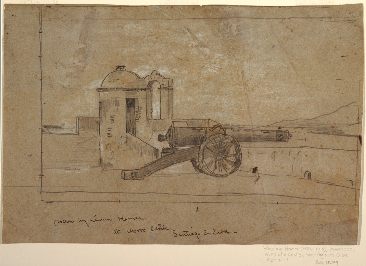 Disegno, studio per "Faro di ricerca, ingresso del porto, Santiago de Cuba", 1885 da Winslow Homer