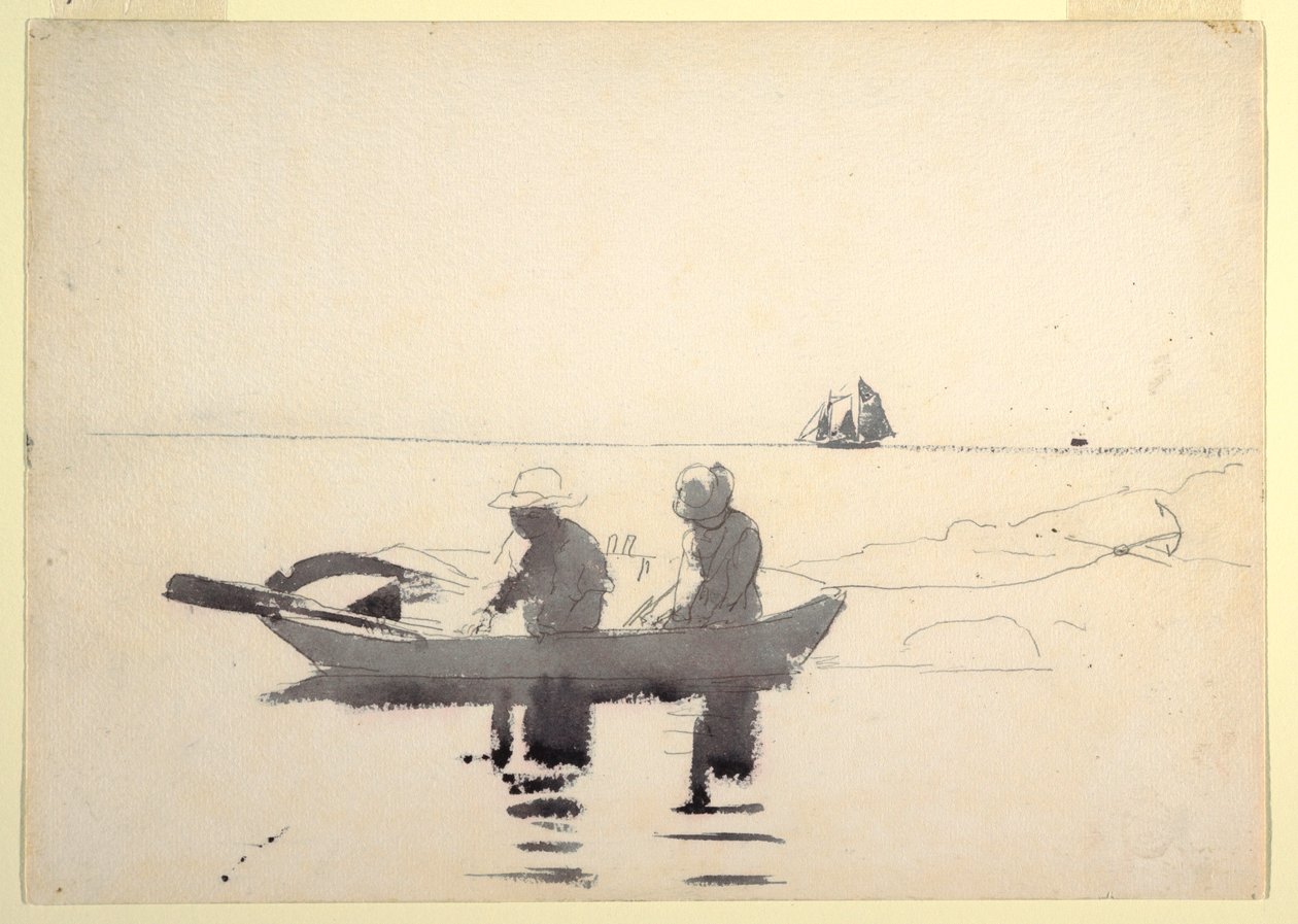 Disegno, Due figure in una barca a remi, 1880 da Winslow Homer
