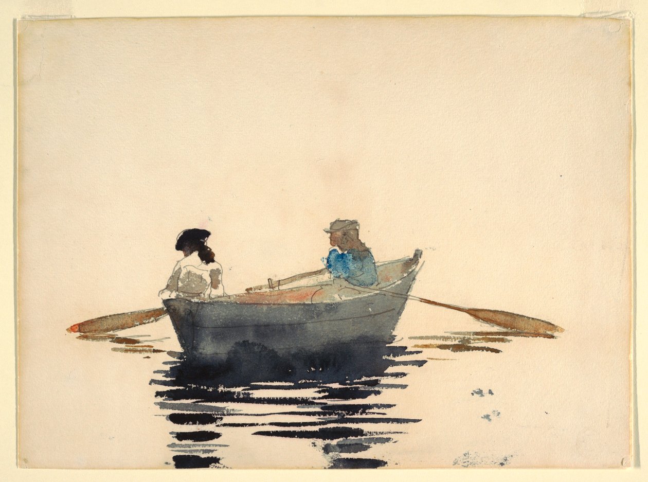 Disegno, Due ragazze in barca a remi, 1876-80 da Winslow Homer