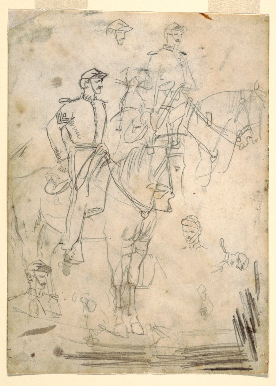 Disegno, Due schizzi di un ufficiale, 1862 da Winslow Homer