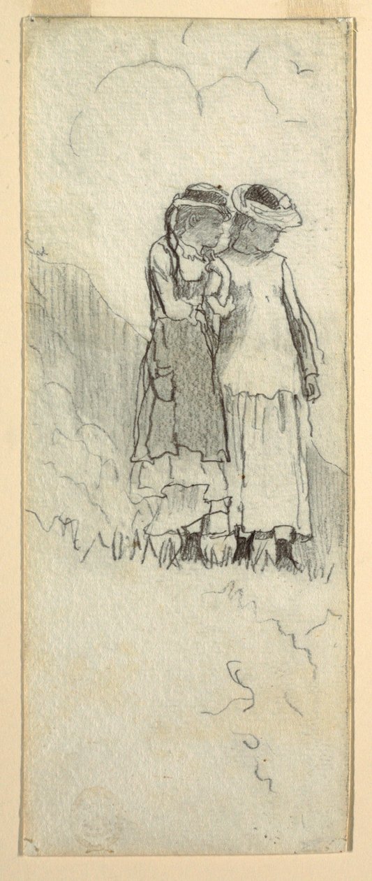 Disegno, Due ragazze in un campo, 1879 da Winslow Homer
