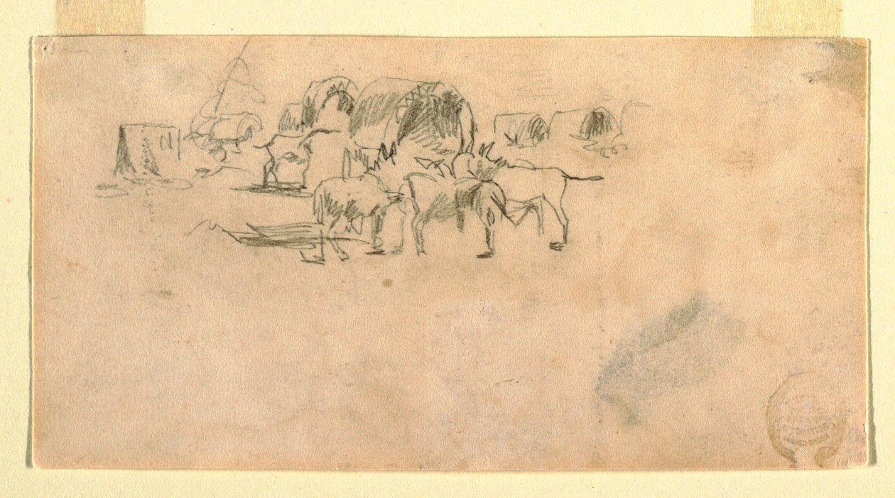 Disegno, Treno di carri in accampamento, 1862 da Winslow Homer
