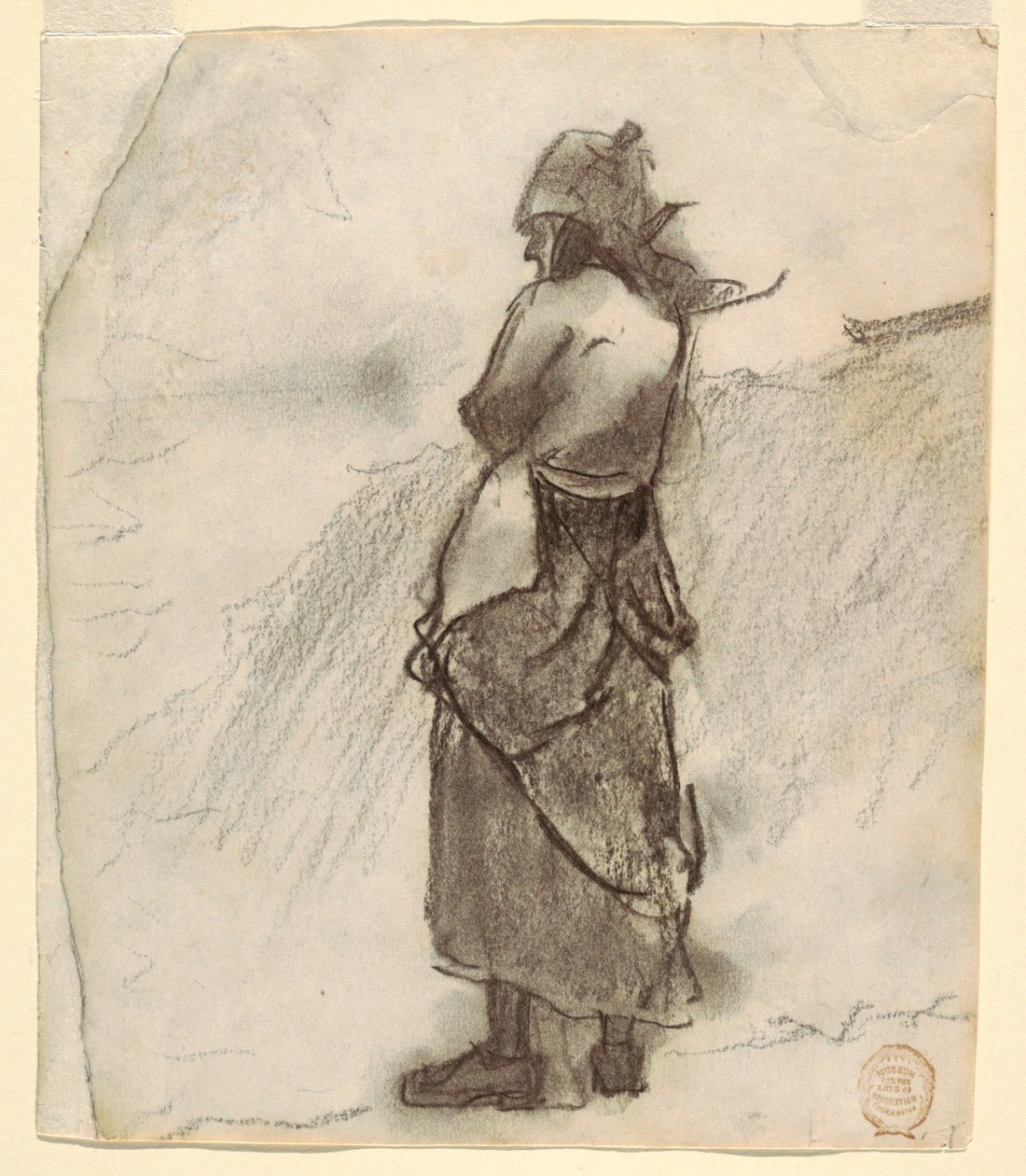 Disegno, Donna che guarda il mare, Cullercoats, Inghilterra, 1881-82 da Winslow Homer