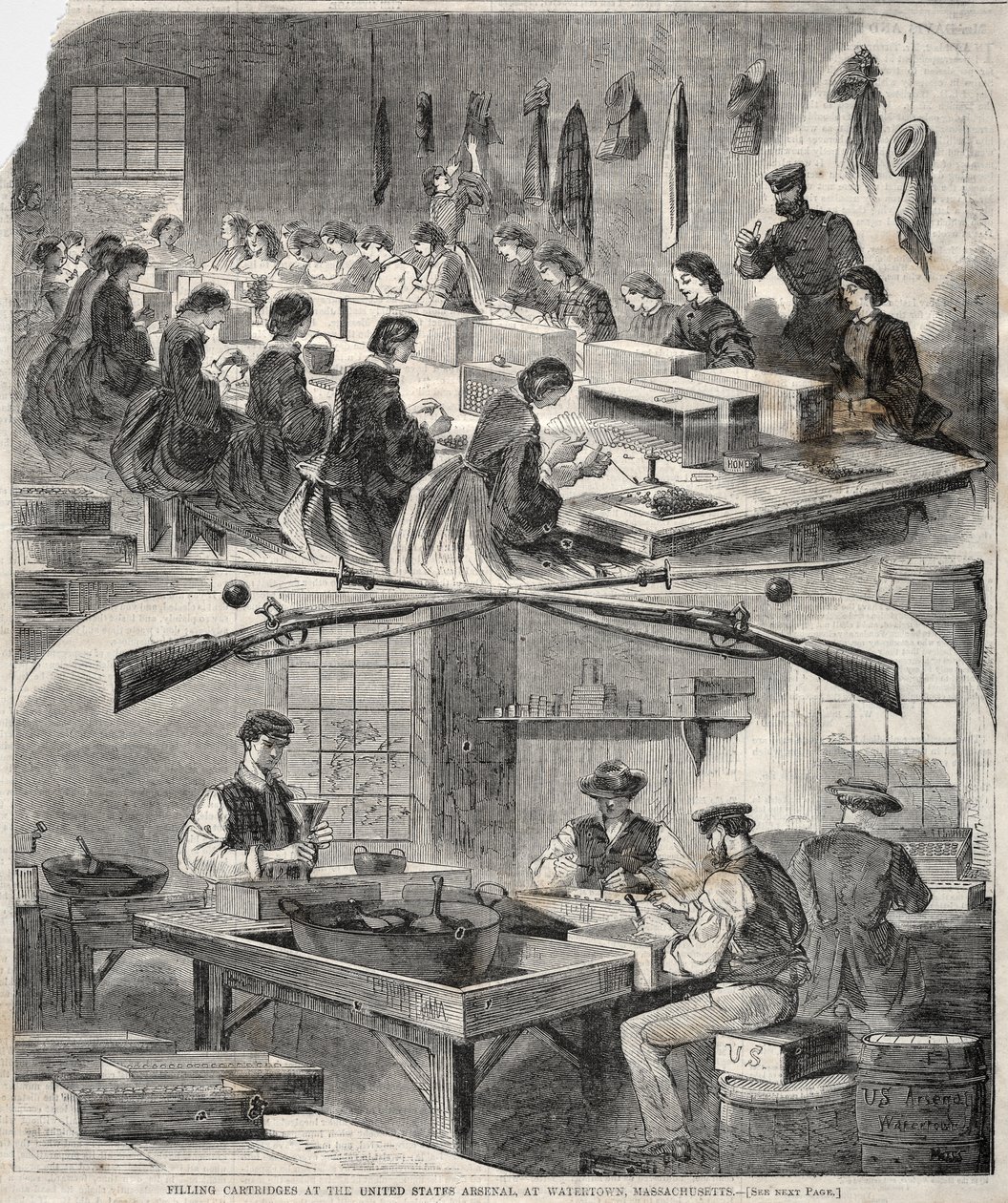 Riempimento delle cartucce presso l’Arsenale degli Stati Uniti, a Watertown, Massachusetts da Winslow Homer