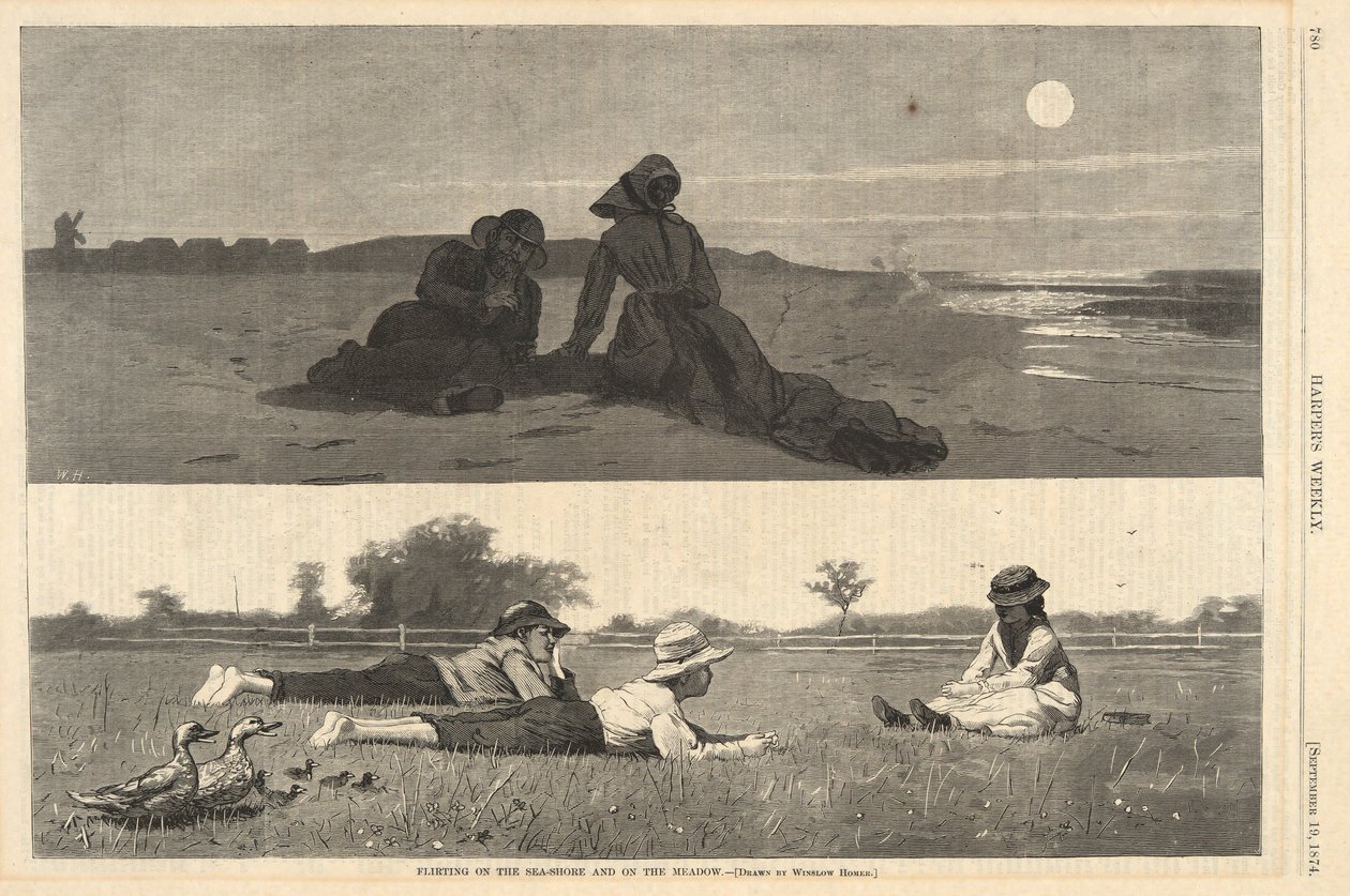 Flirtare sulla spiaggia e sul prato, da Harper da Winslow Homer
