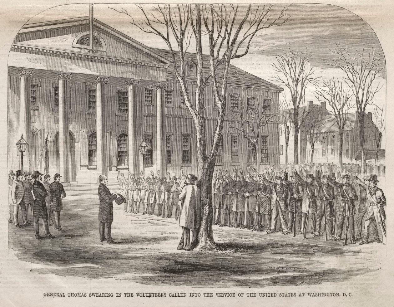 Giuramento del generale Thomas ai volontari chiamati al servizio degli Stati Uniti a Washington. da Winslow Homer