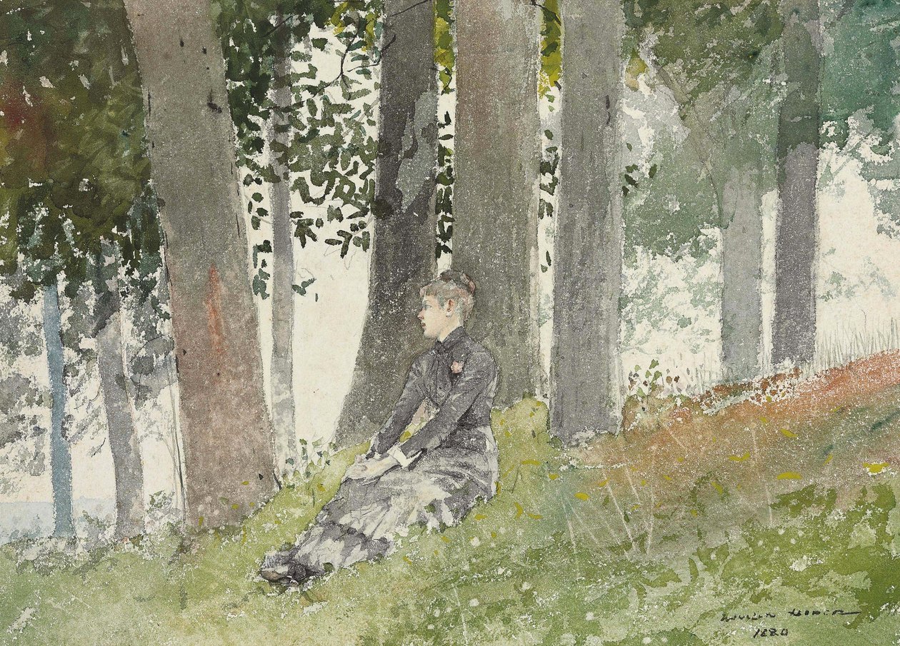 Ragazza seduta in un boschetto da Winslow Homer