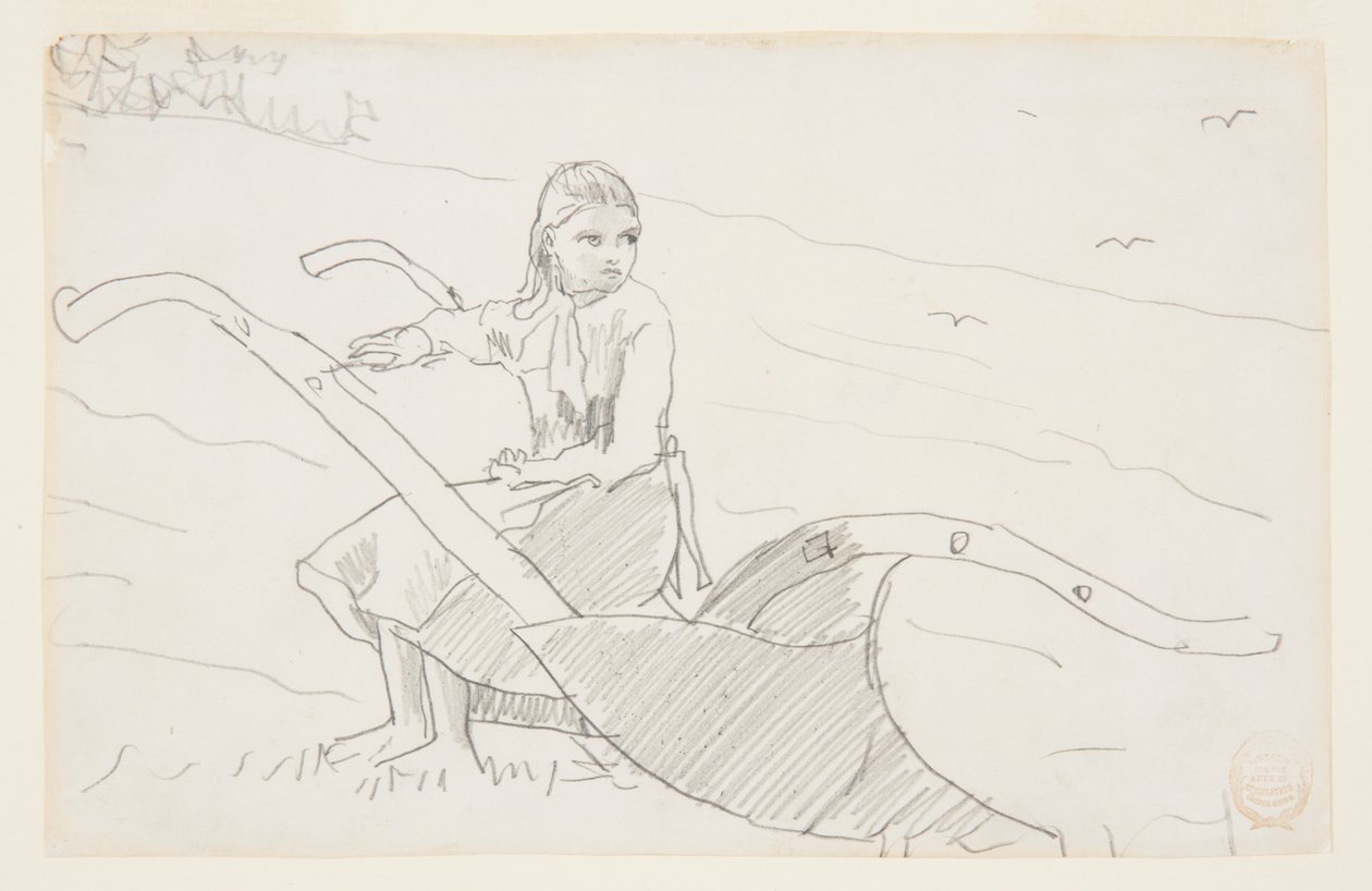 Ragazza seduta su un aratro da Winslow Homer