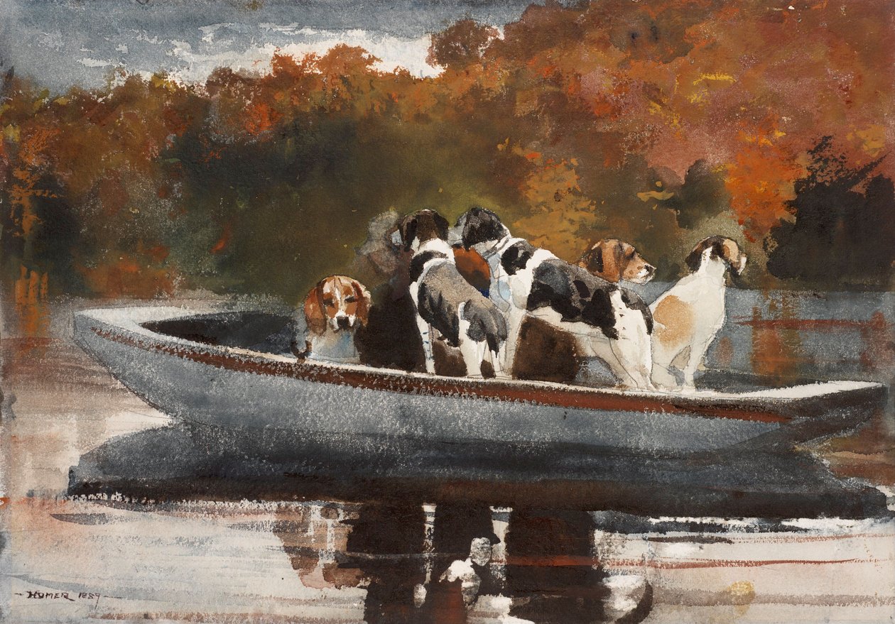 Cani da caccia in barca (in attesa della partenza) da Winslow Homer