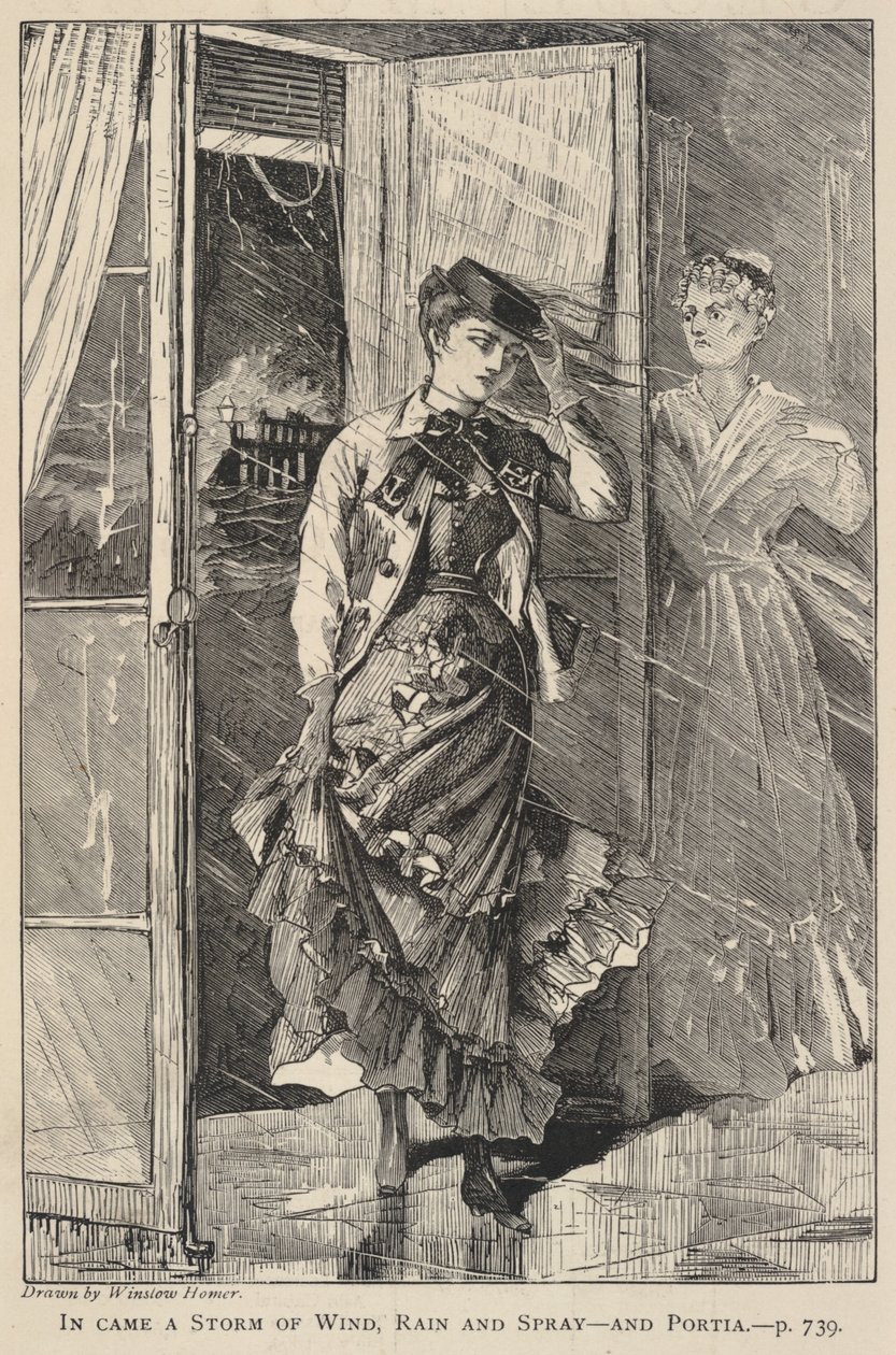 Si levò una tempesta di vento, pioggia e spruzzi - e Portia, da The Galaxy, dicembre 1869 da Winslow Homer