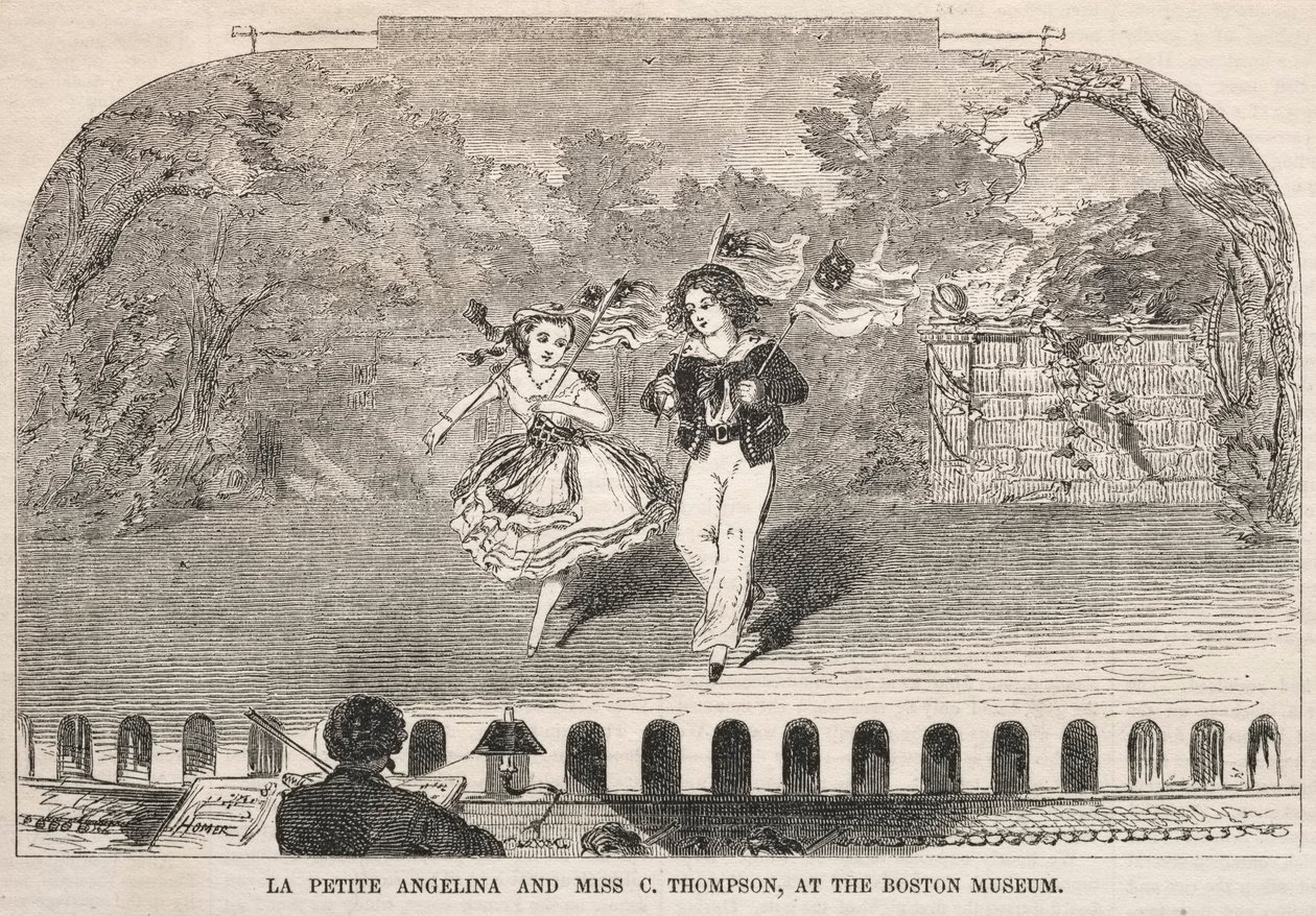 La Petite Angelina e Miss C. Thompson, al Boston Museum, 1859 da Winslow Homer