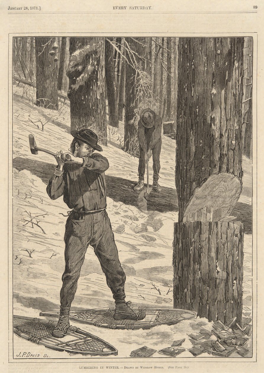Taglio del legname in inverno, da Every Saturday, 28 gennaio 1871 da Winslow Homer
