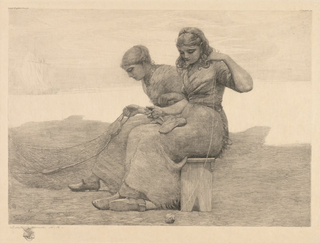 Riparare gli strappi, 1888 da Winslow Homer