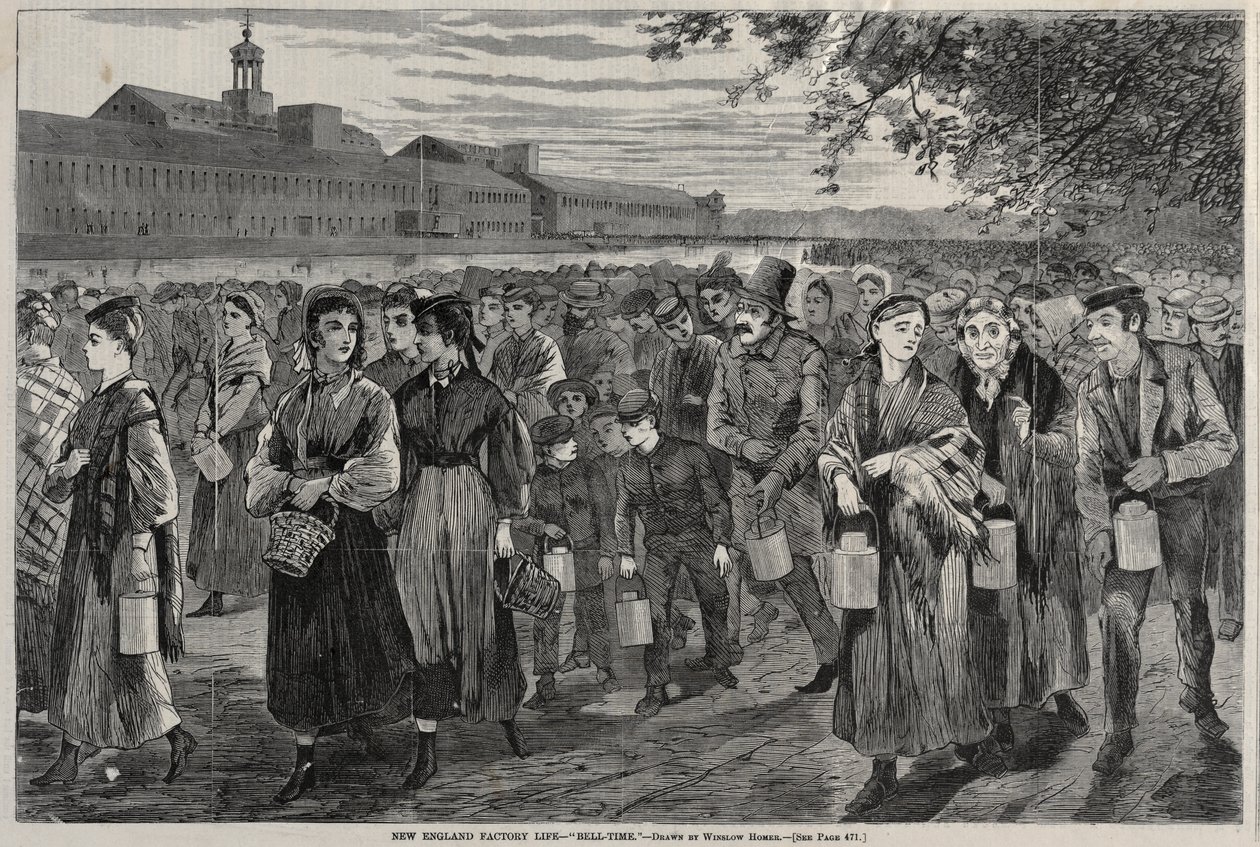 Vita di fabbrica nel New England - Ora della campana, 1868 da Winslow Homer