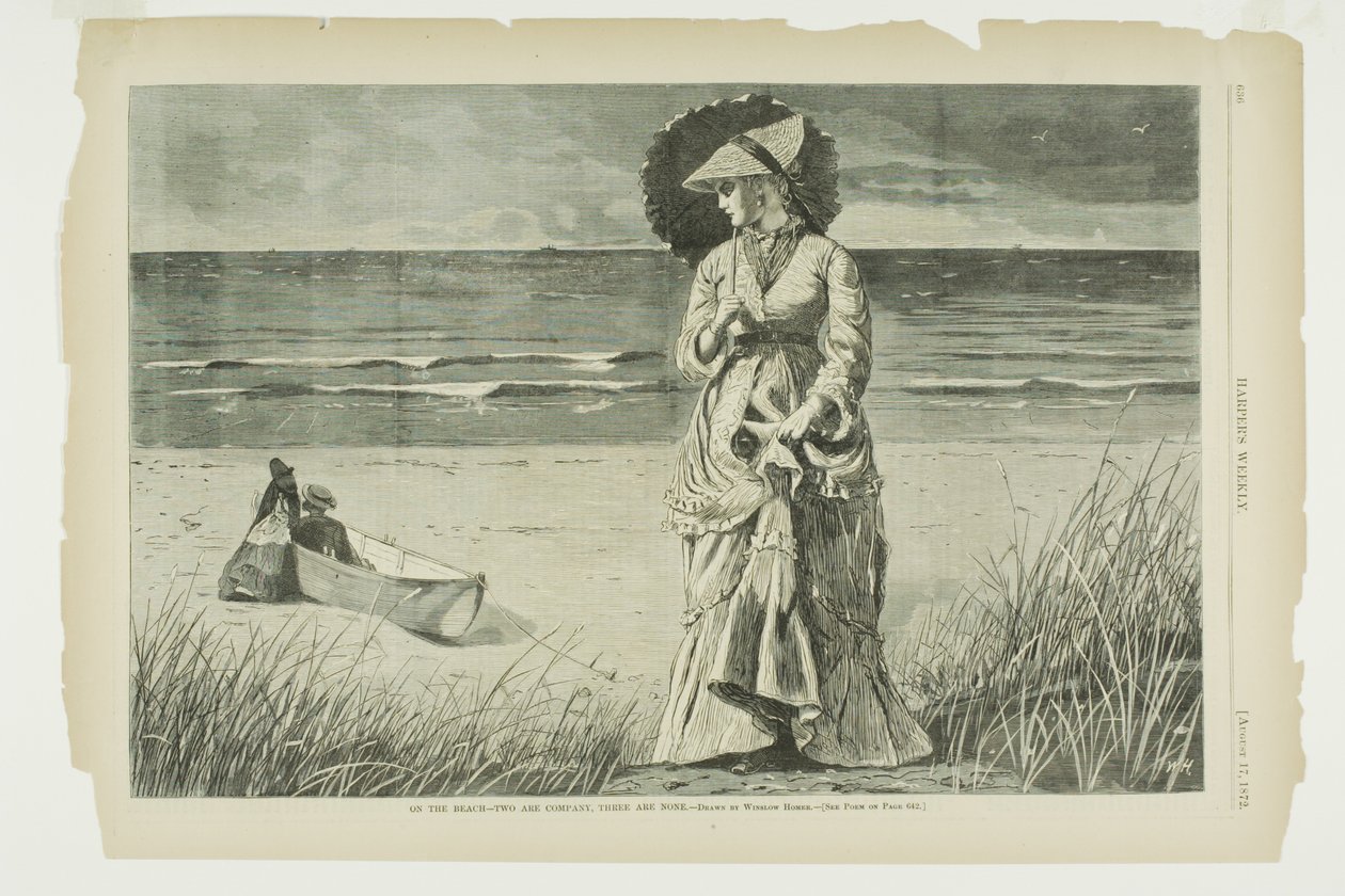 Sulla spiaggia: due sono in compagnia, tre sono nessuno da Winslow Homer