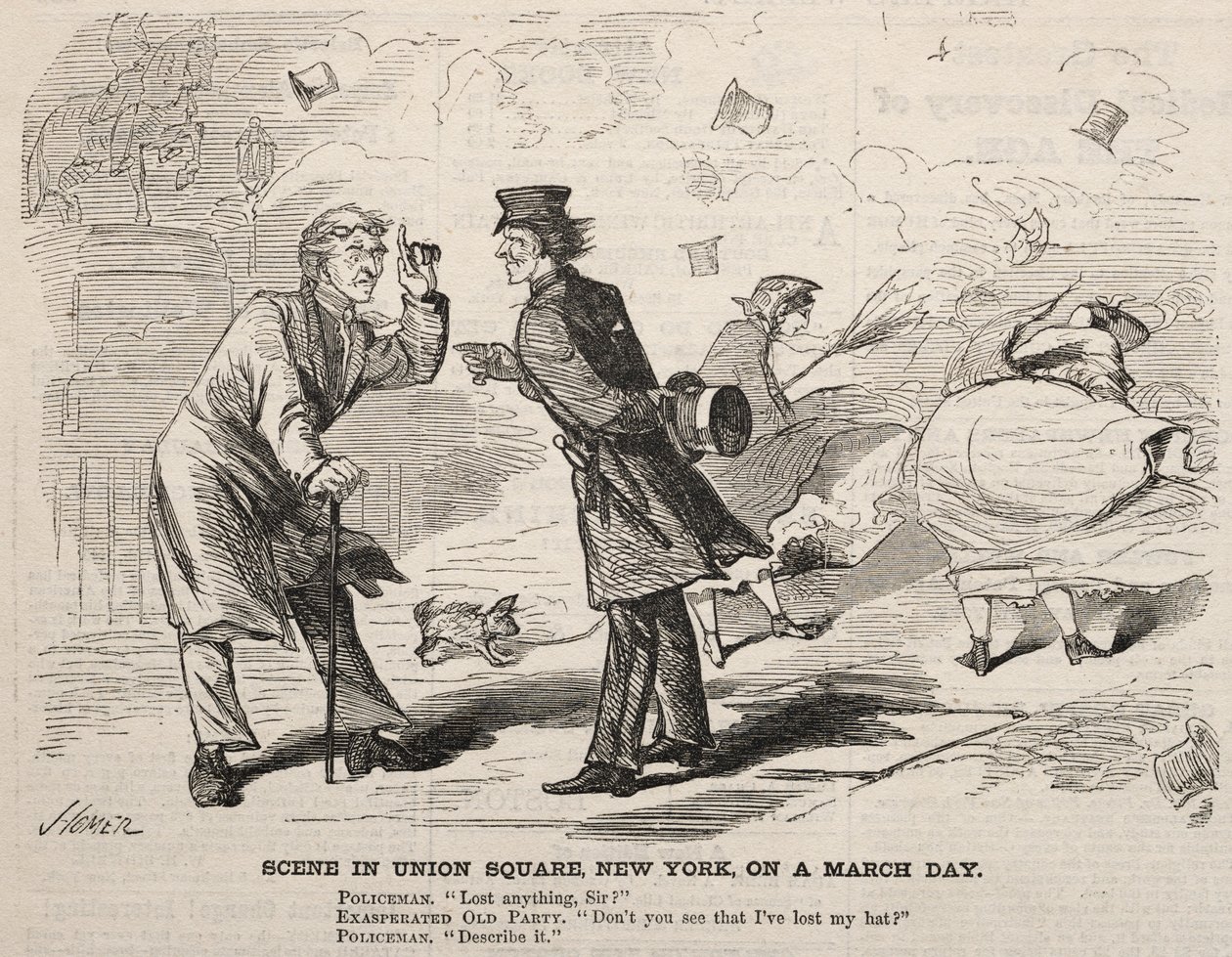 Scena in Union Square, New York, in un giorno di marzo da Winslow Homer