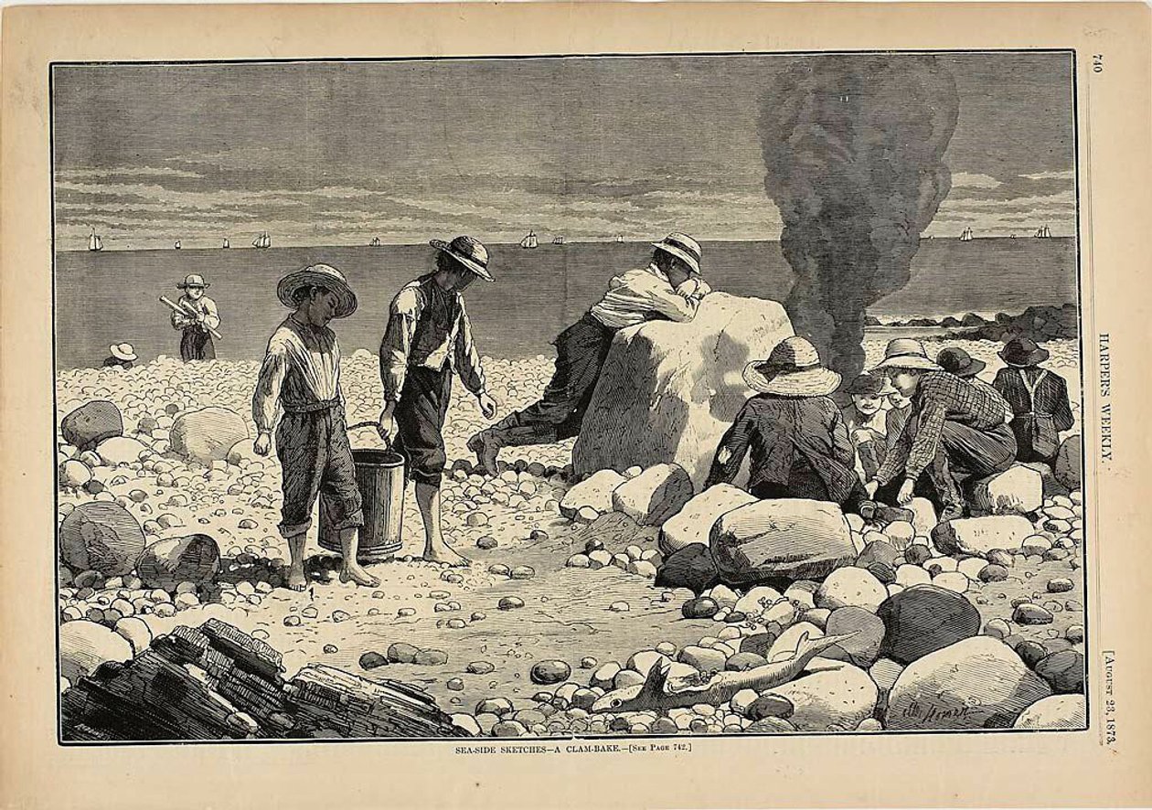 Schizzi in riva al mare - Una cottura alle vongole da Winslow Homer