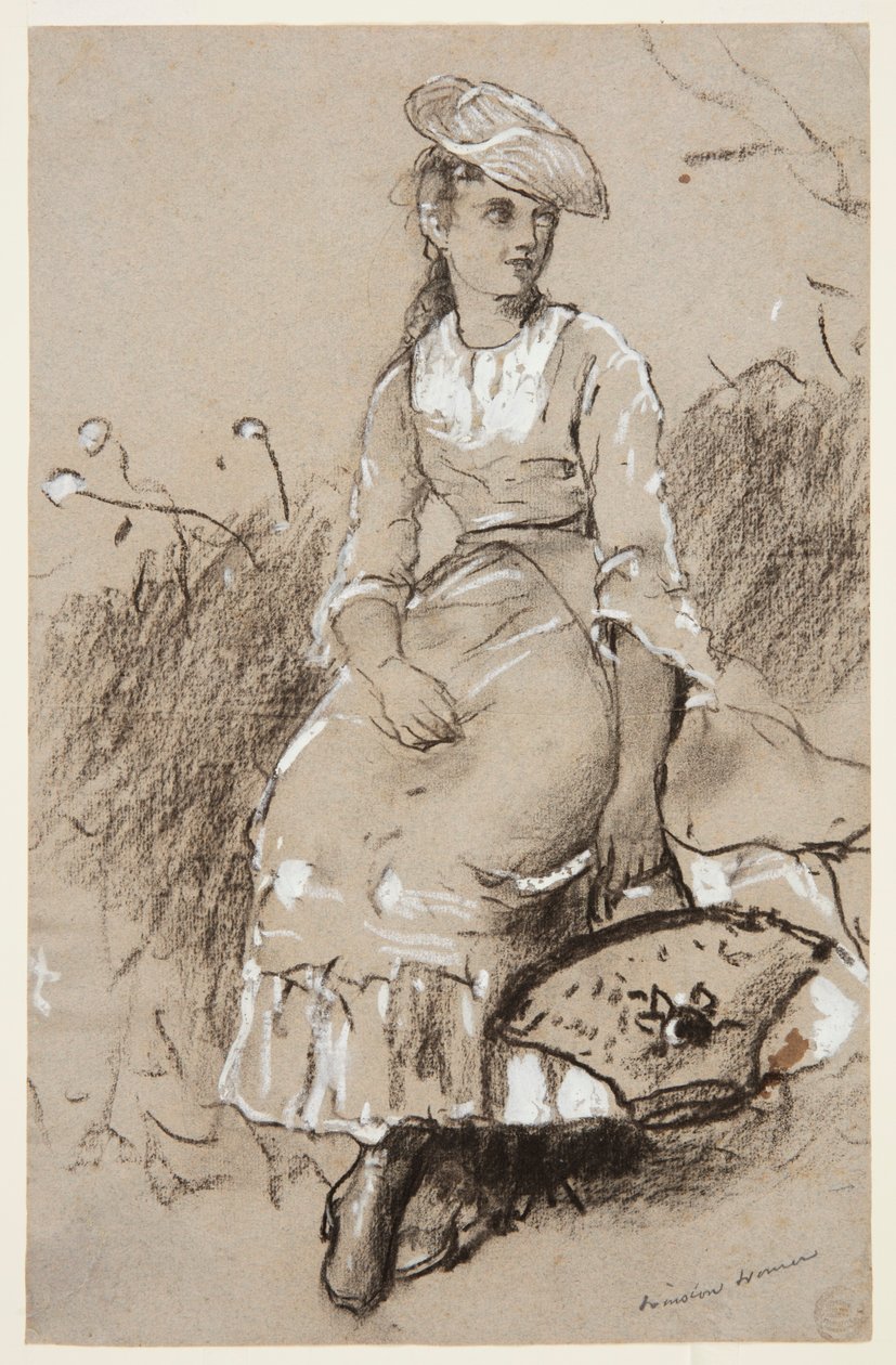 Ragazza seduta con un cesto da Winslow Homer
