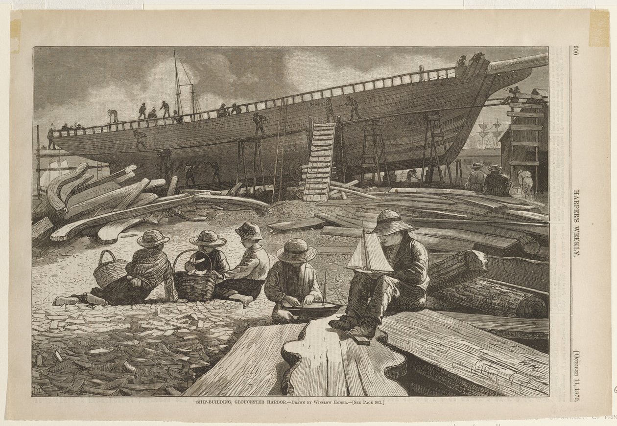Costruzione navale, porto di Gloucester da Winslow Homer