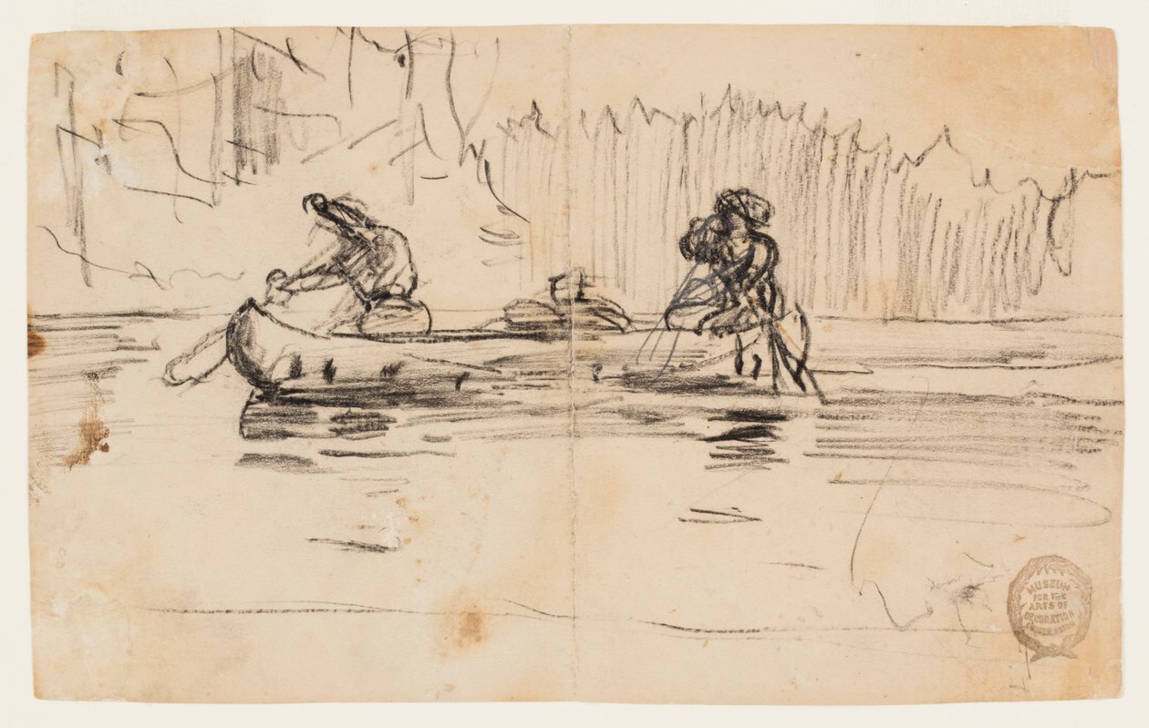 Vista laterale di una canoa con due uomini da Winslow Homer