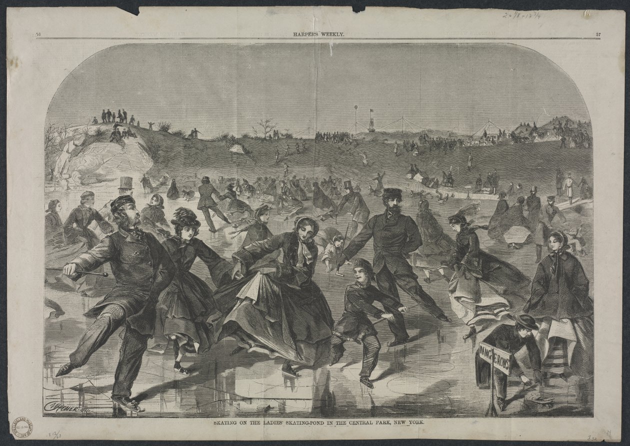 Pattinare sul laghetto delle signore a Central Park, New York da Winslow Homer