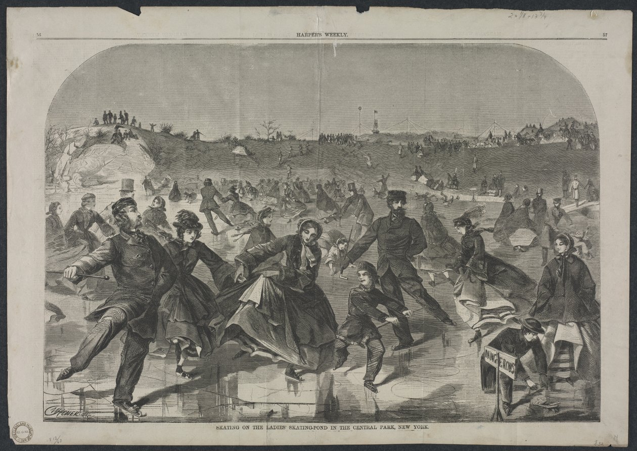 Pattinaggio sul laghetto delle signore a Central Park, New York da Winslow Homer