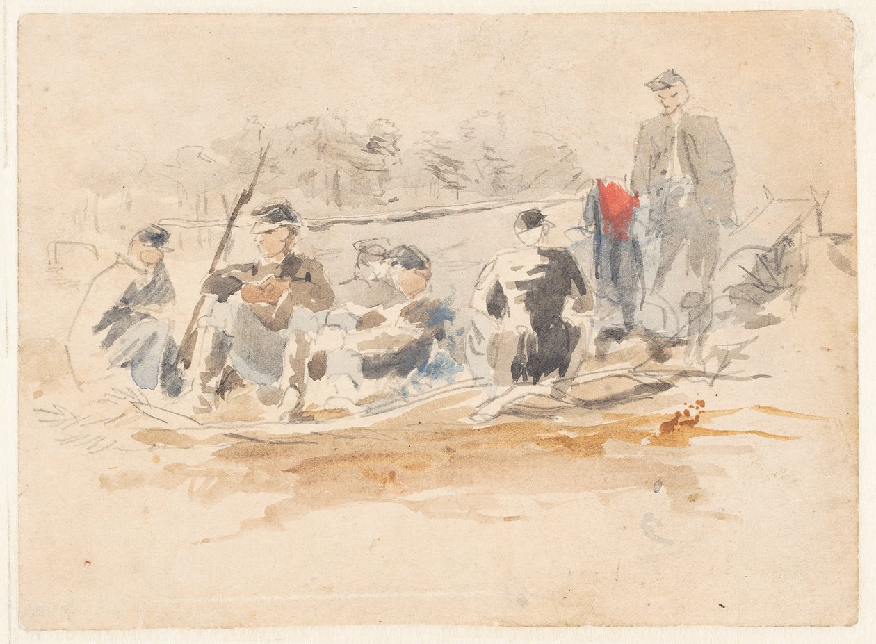 Soldati seduti in gruppo da Winslow Homer