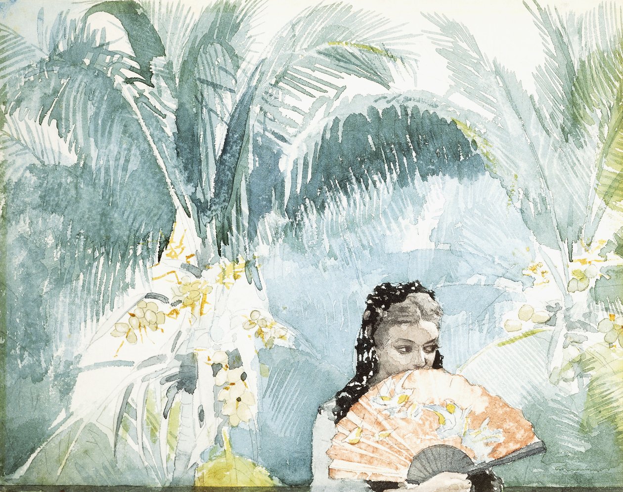 Ragazza spagnola con ventaglio, 1885 da Winslow Homer