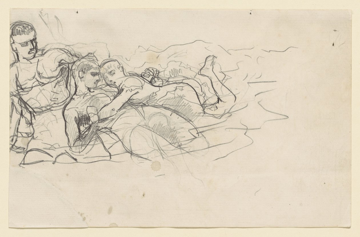Uomo in piedi che guarda due figure che annegano (studio per Risacca) da Winslow Homer