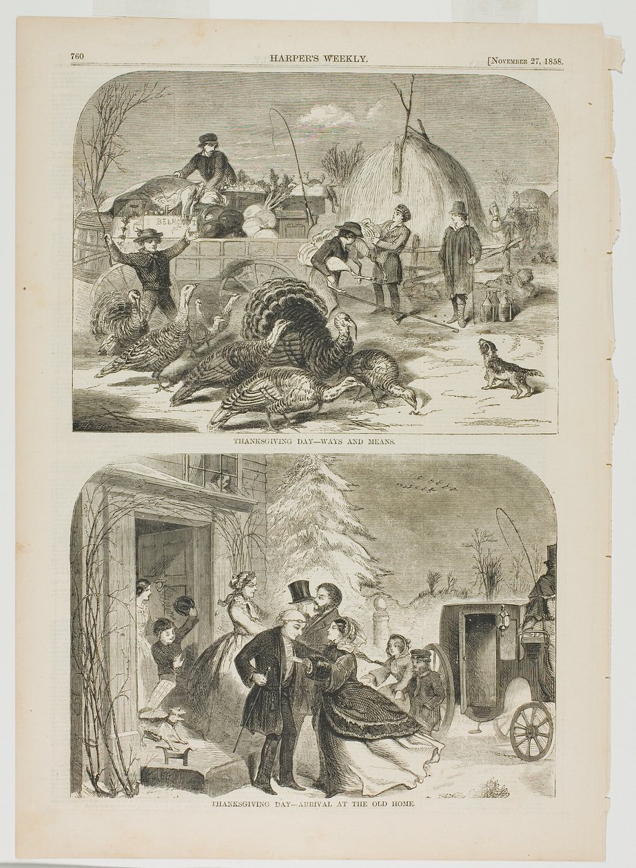 Giorno del Ringraziamento - Modi e mezzi e Giorno del Ringraziamento - Arrivo alla vecchia casa da Winslow Homer