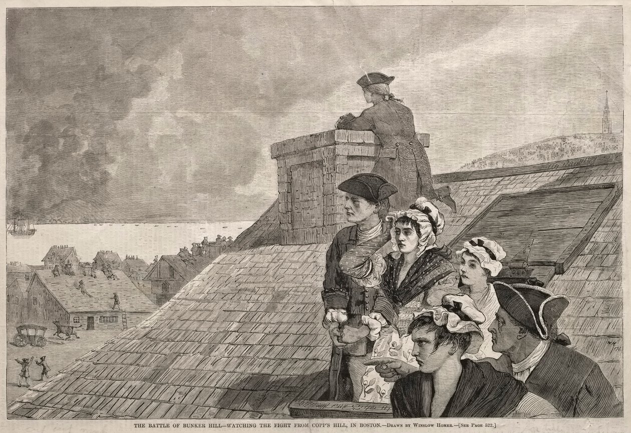 La battaglia di Bunker Hill - Guardando il combattimento da Copps Hill, a Boston, 1875 da Winslow Homer