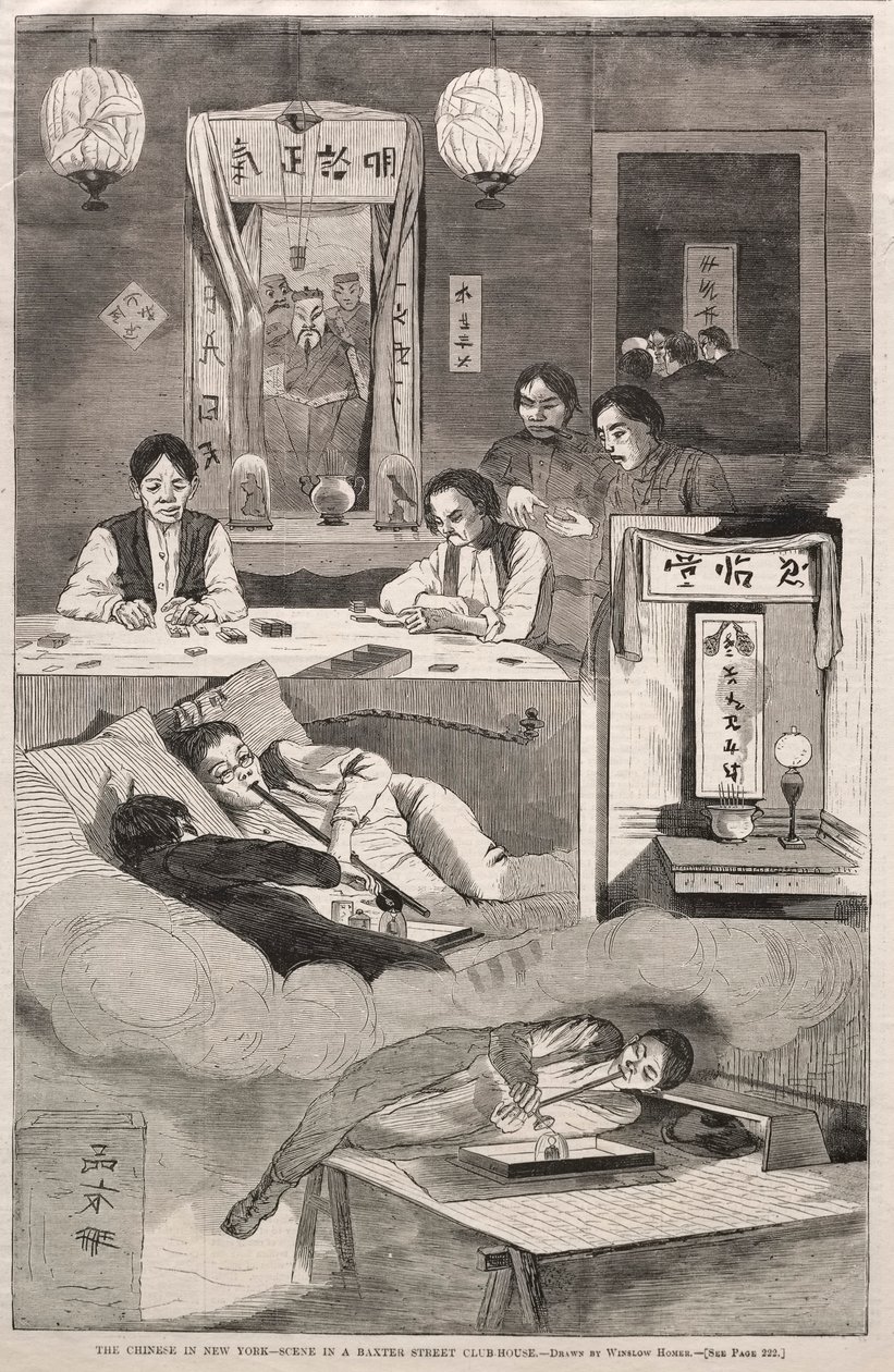 I cinesi a New York - Scena in un club di Baxter Street, 1874 da Winslow Homer