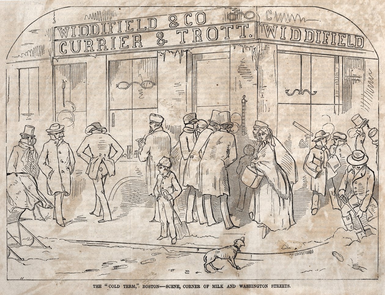Il "Termine freddo", Boston - Scena, angolo Milk e Washington Street da Winslow Homer