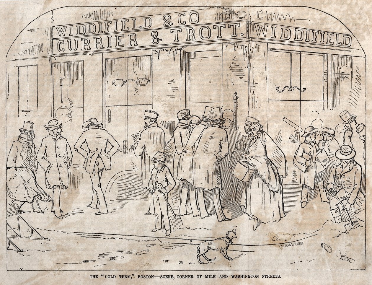 Il periodo freddo, Boston - Scena, angolo tra Milk e Washington Streets da Winslow Homer