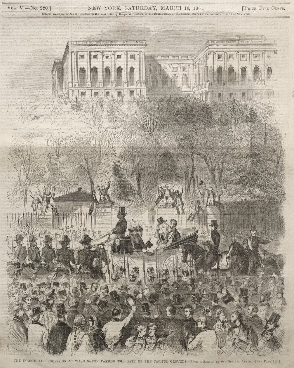 Il corteo inaugurale a Washington mentre attraversa il cancello del complesso del Campidoglio da Winslow Homer