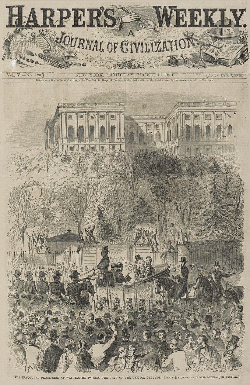 La processione inaugurale a Washington passando il cancello dei terreni del Campidoglio da Winslow Homer