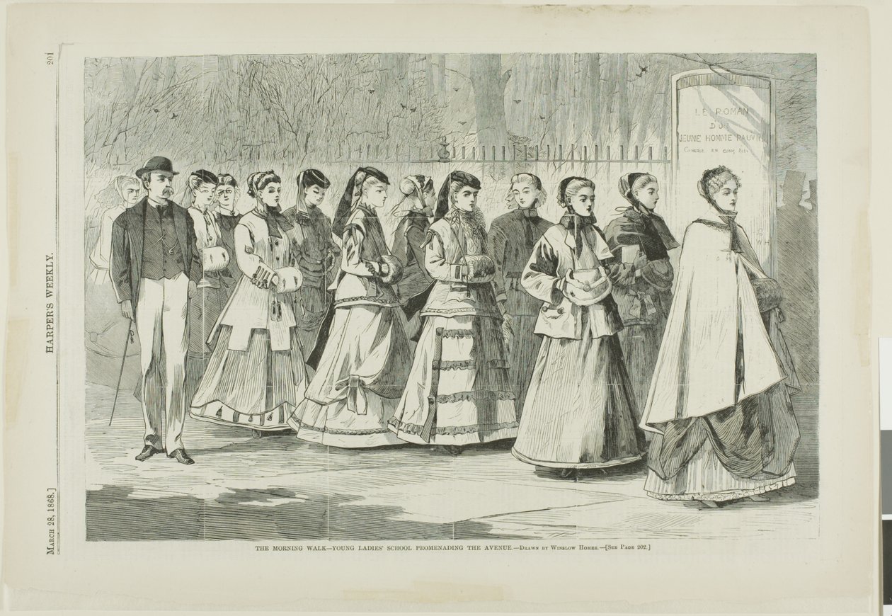 La passeggiata mattutina - La scuola delle giovani signore che percorrono il viale da Winslow Homer
