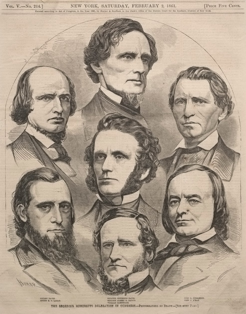 La delegazione secessionista del Mississippi al Congresso da Winslow Homer