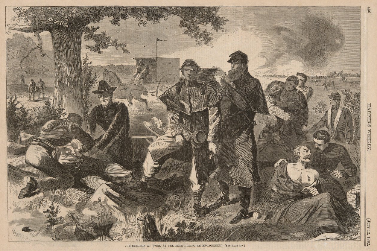 Il chirurgo al lavoro nel retro durante un ingaggio, da Harper da Winslow Homer