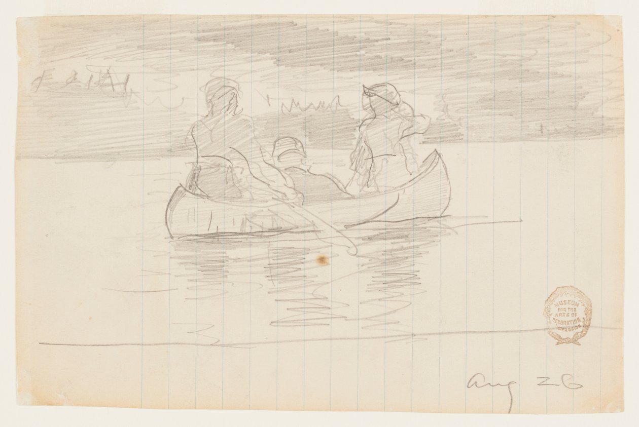 Tre uomini in una canoa, Il Manigne, Quebec da Winslow Homer