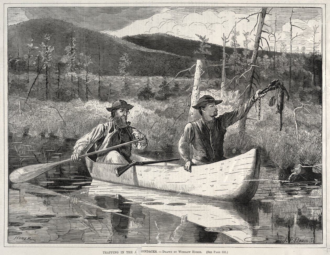 La caccia con le trappole nelle Adirondacks da Winslow Homer