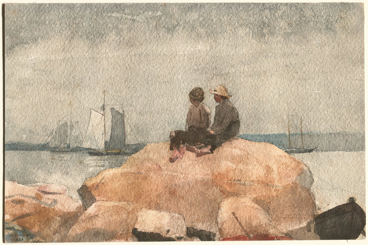 Due ragazzi che guardano le golette da Winslow Homer