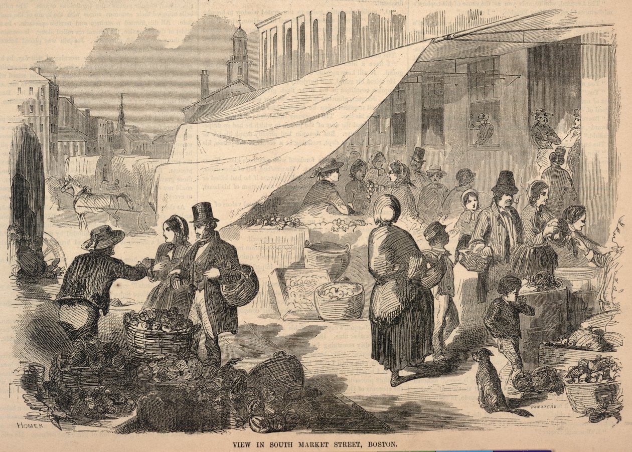 Veduta di South Market Street, a Boston, tratta da *Ballou