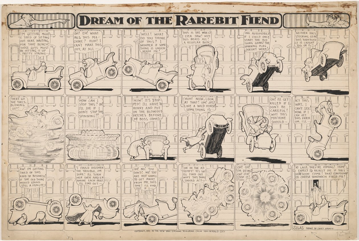 Sogno del demone del rarebit: Automobile impennata da Winsor McCay