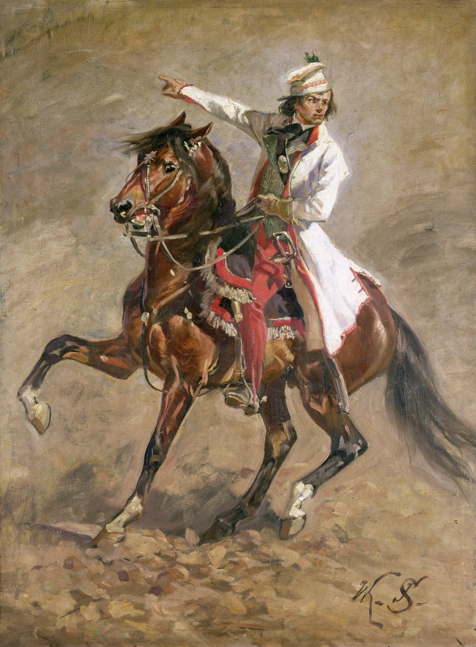 Generale Tadeusz Kosciuszko (1746-1817) a cavallo, schizzo per 