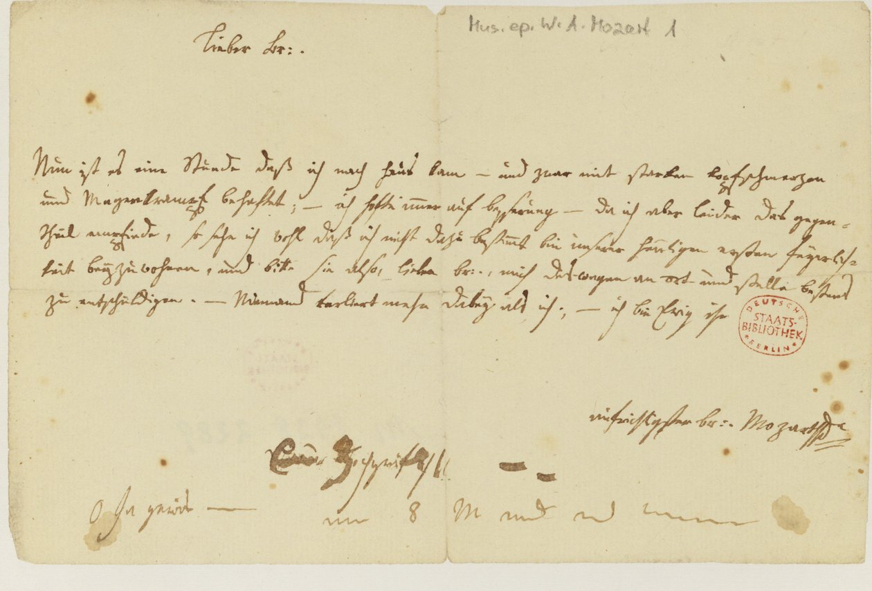 Lettera di Mozart a un massone, gennaio 1786 da Wolfgang Amadeus Mozart