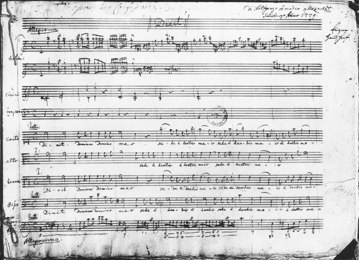 Vespri domenicali, 1779 da Wolfgang Amadeus Mozart