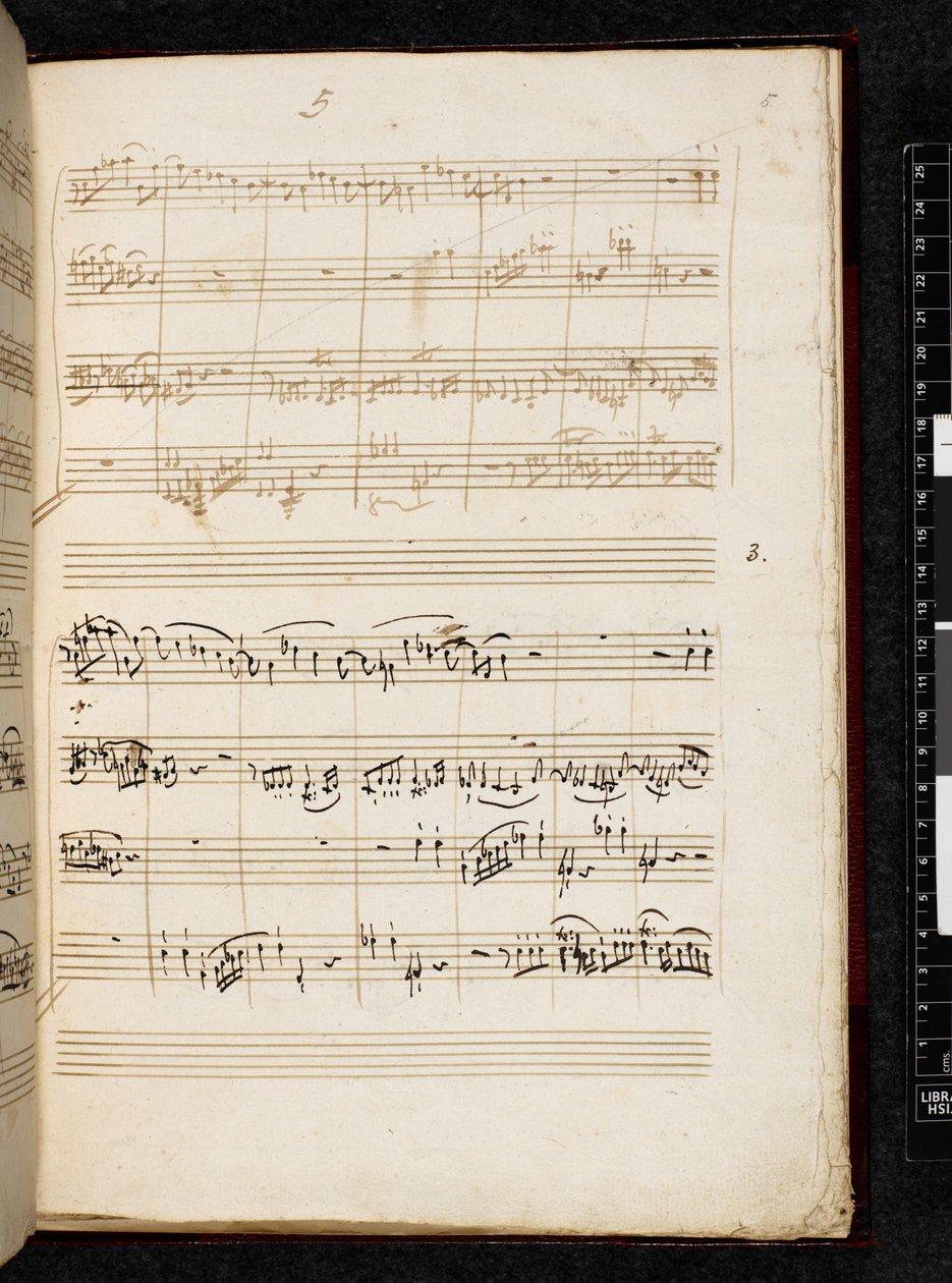 Adagio e fuga in do minore, K. 546, Add. 28996, f.5r da Wolfgang Amadeus Mozart