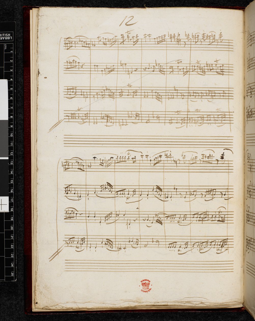 Adagio e fuga in do minore, K. 546, Add. 28996, f.8v da Wolfgang Amadeus Mozart