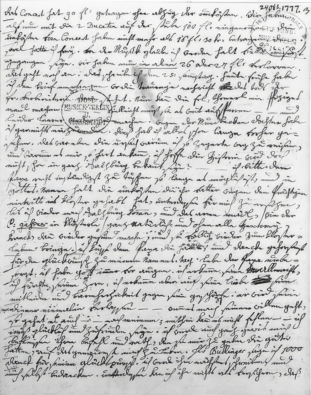 Lettera di W. A. Mozart. 24 ottobre 1777 da Wolfgang Amadeus Mozart